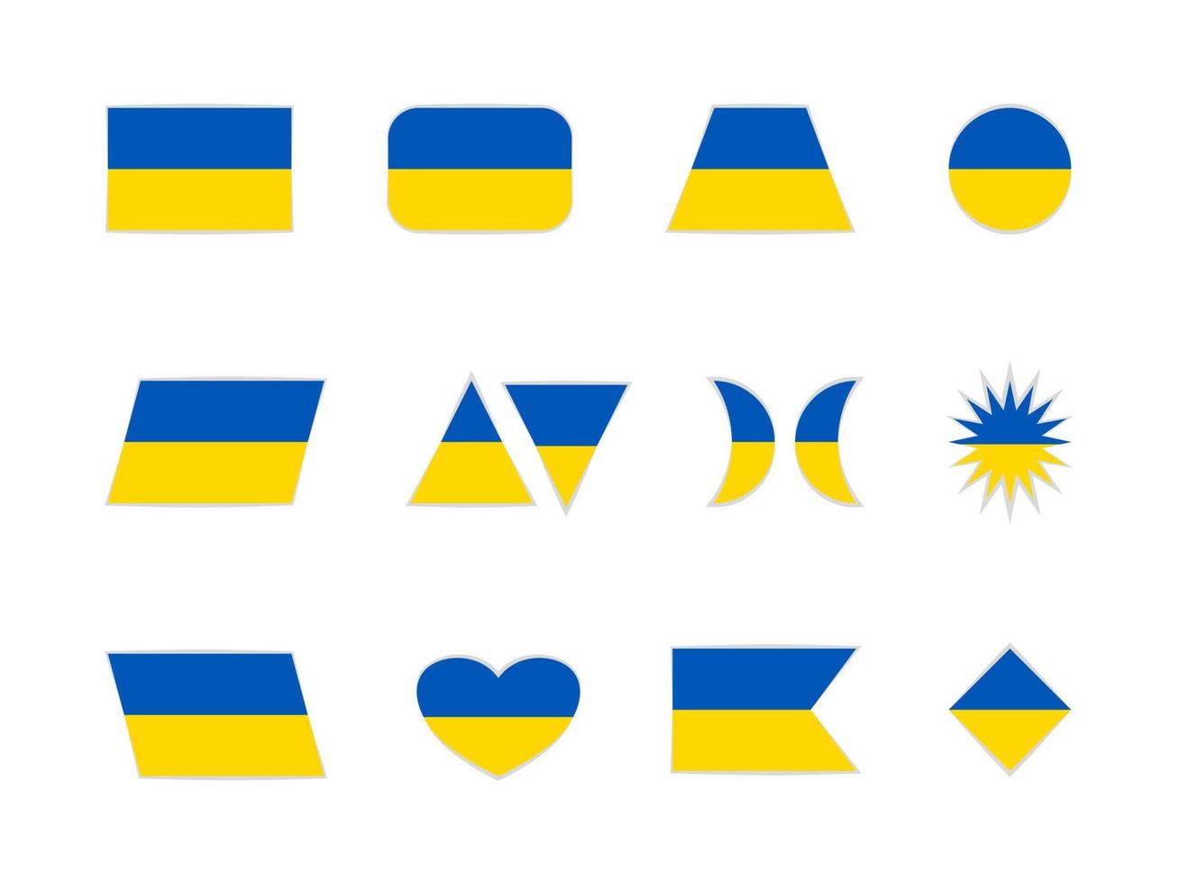 Ukraine flag design various styles of simple shapes, for design elements. Set vector