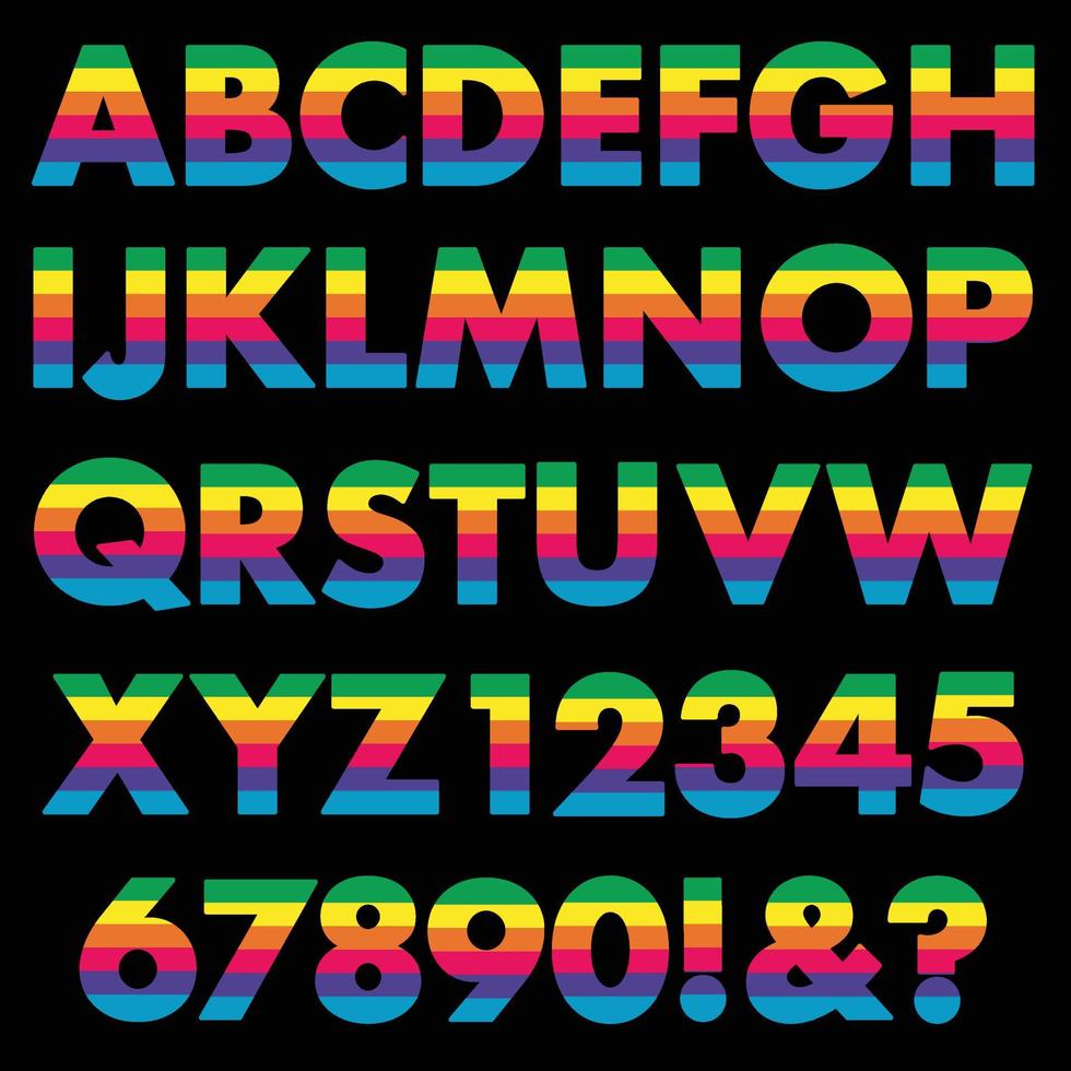 rainbow vector alphabet font