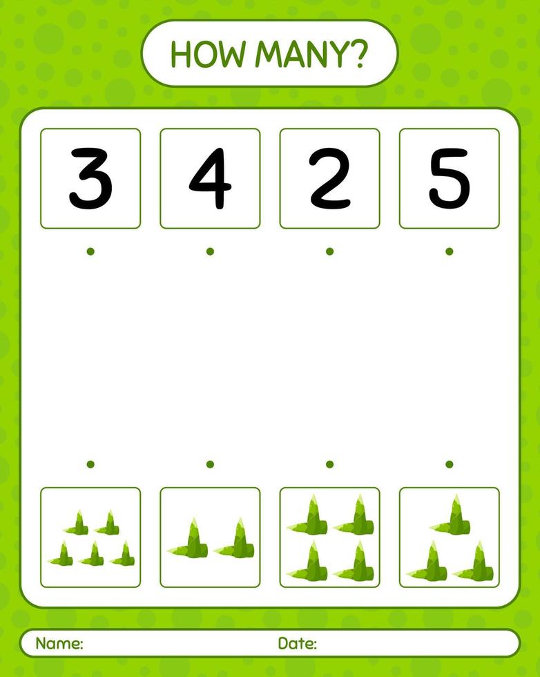 How many counting game with bamboo shoot. worksheet for preschool kids, kids activity sheet, printable worksheet vector