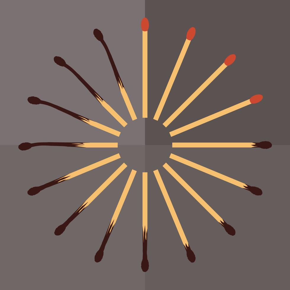 Boot process in form of burning match. vector