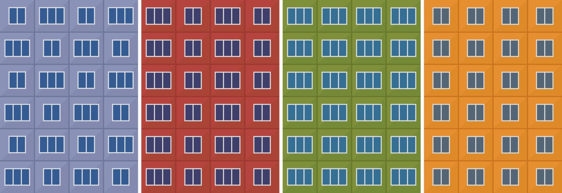 Collection of walls of apartment buildings. vector