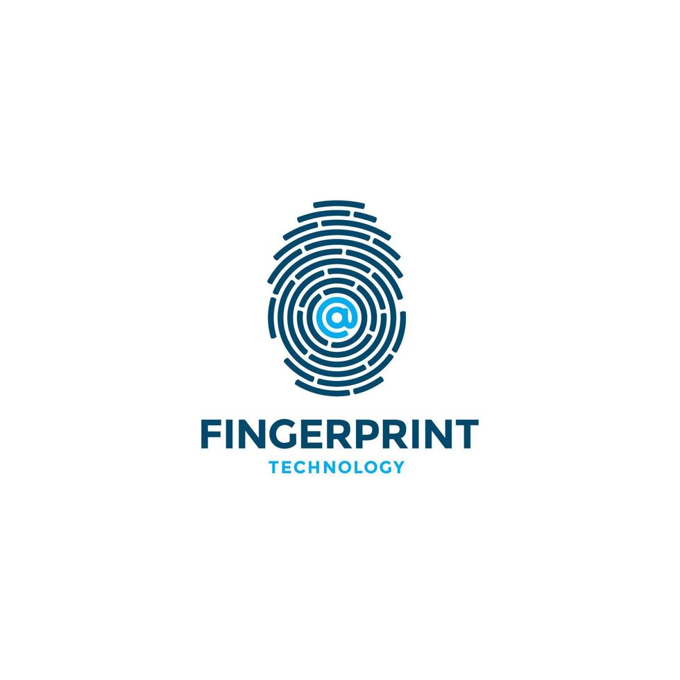Digital Fingerprint and At Sign logo or icon design vector