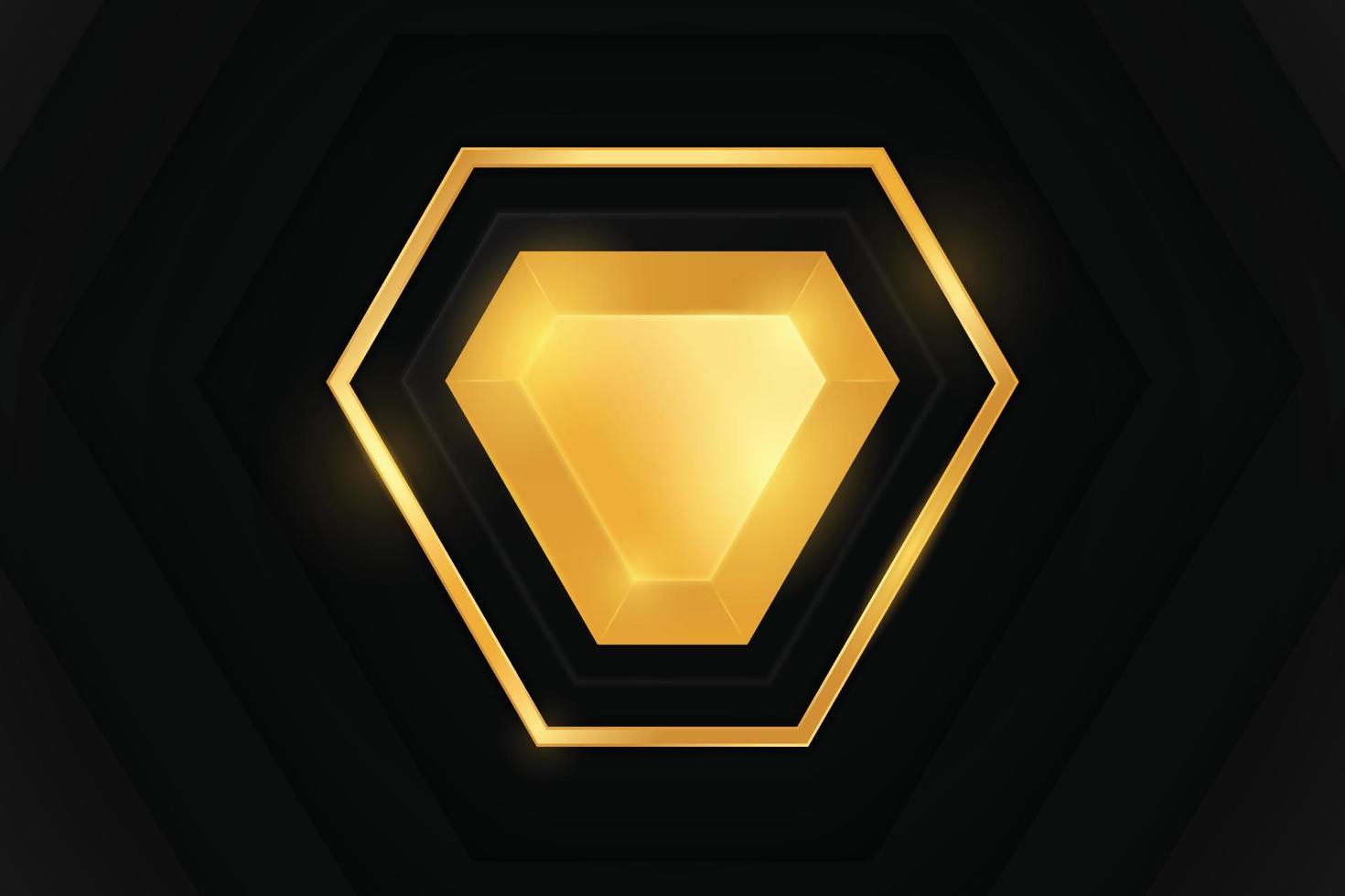 Vector abstract golden geometry shape with glowing effect.