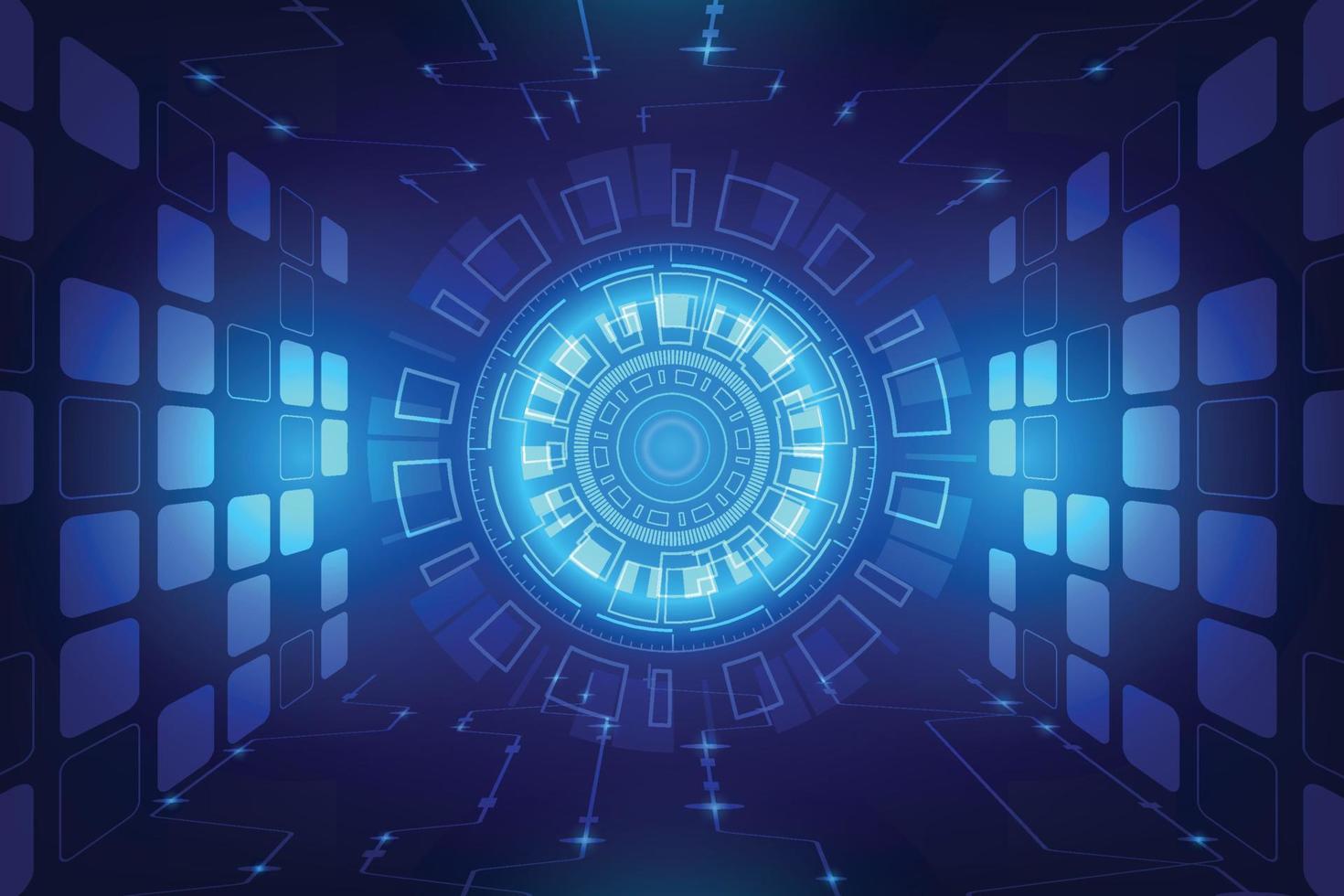 Vector abstract technology circle blue innovation concept on dark background.