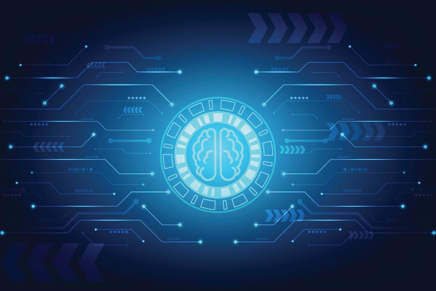 Vector polygonal human brain icon line shape with concept artificial intelligence. Technology abstract background.