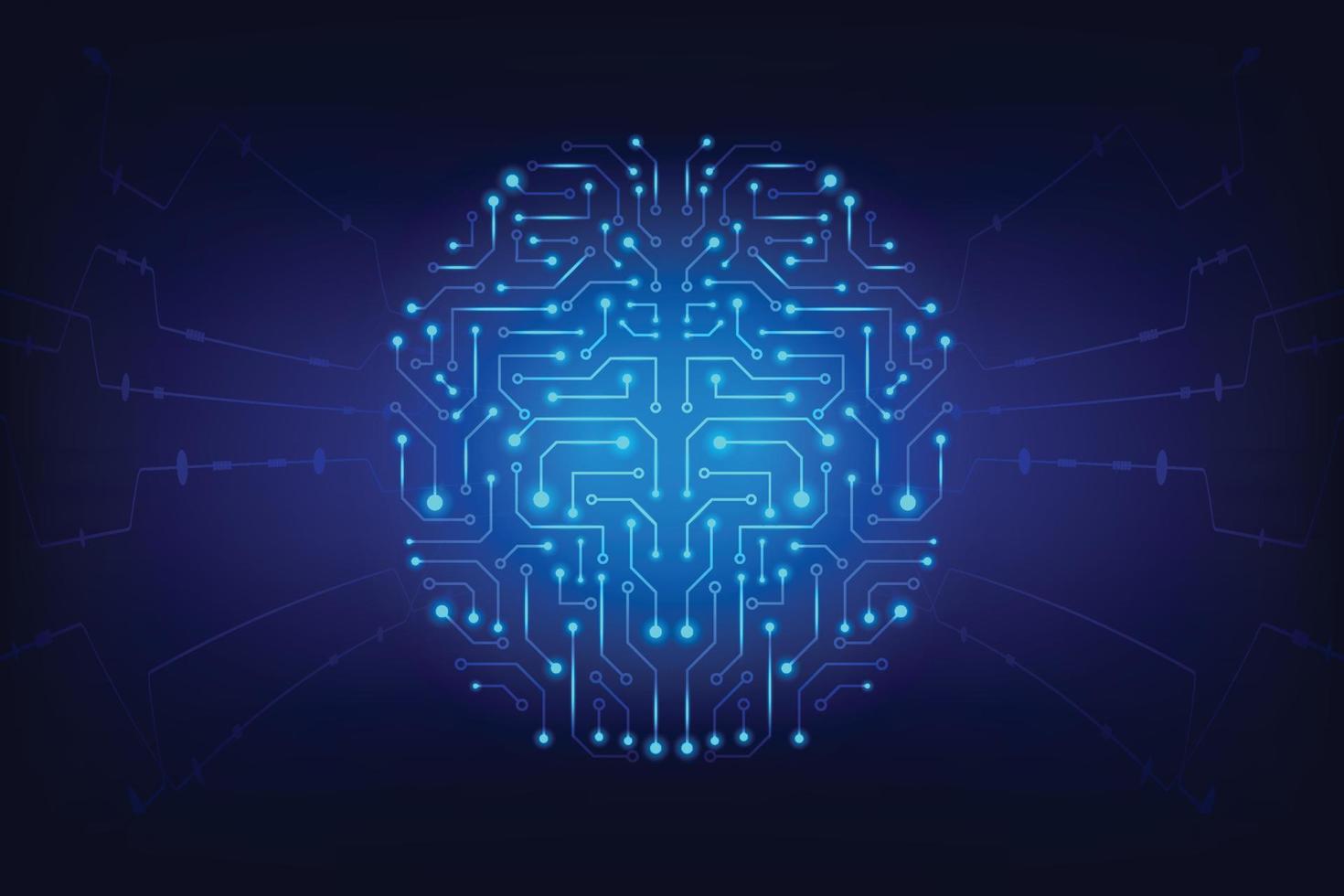 Vector abstract electric circuit digital brain with concept artificuial intelligence.