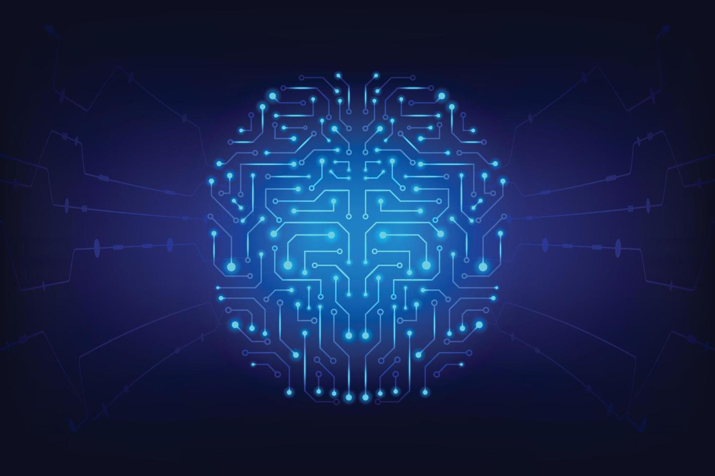 Vector abstract electric circuit digital brain with concept artificuial intelligence.