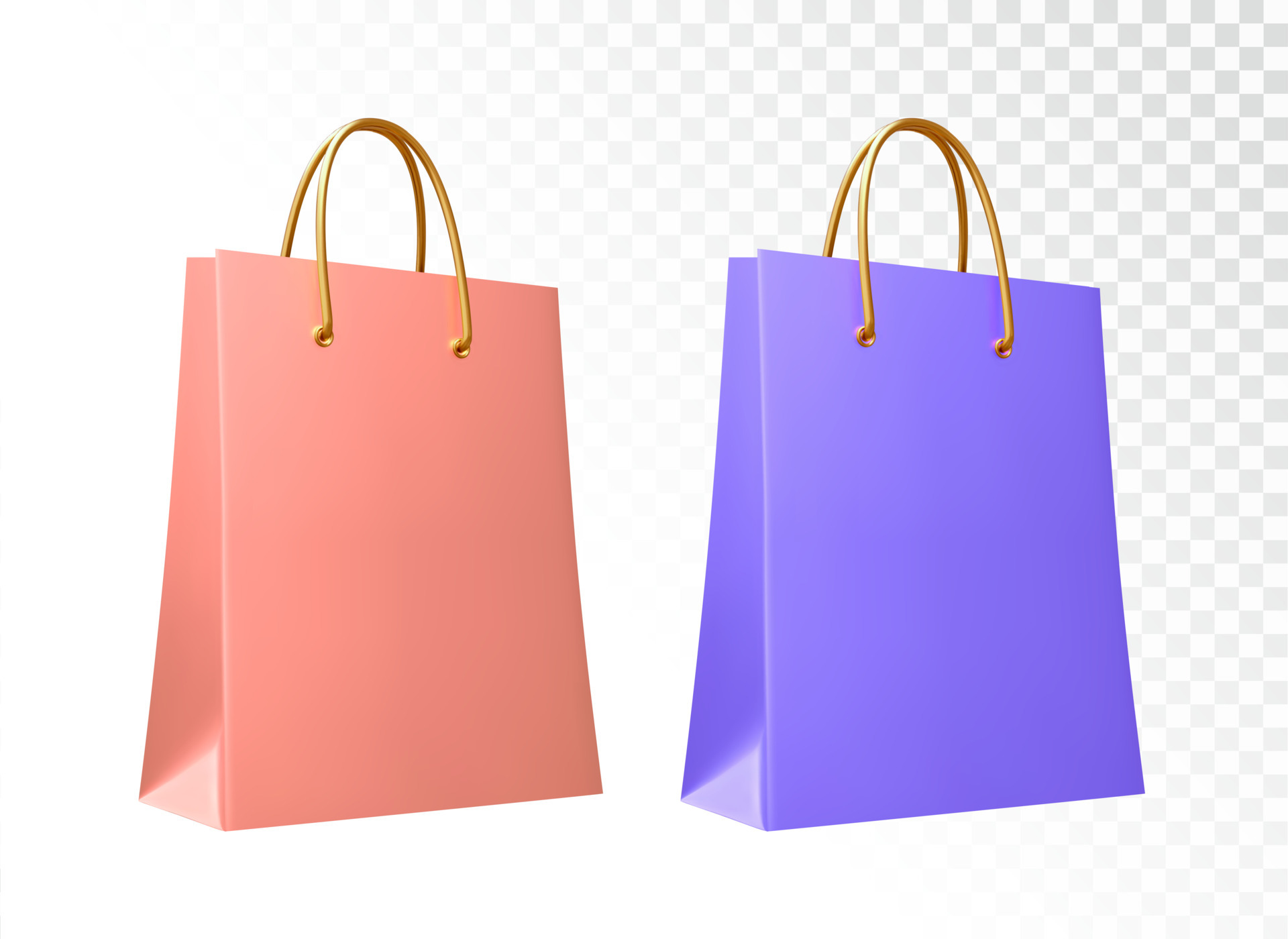 Premium Vector  White shopping bags isolated on transparent background.  emty paper package vector illustration.