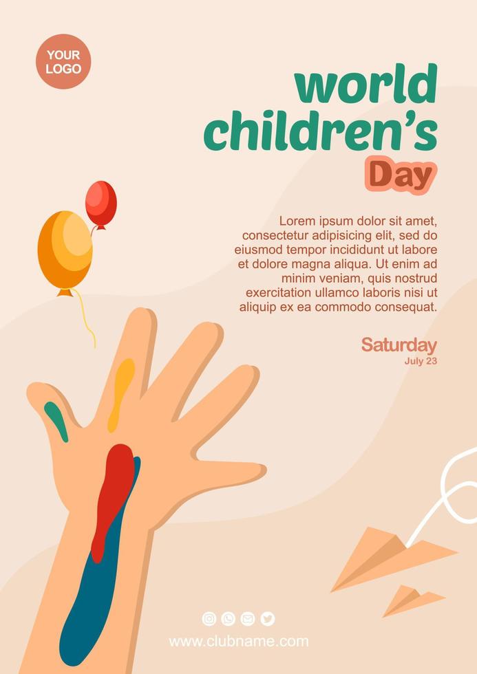 happy international children's day. hand illustration with ink doodles with clouds and a few stars. vector