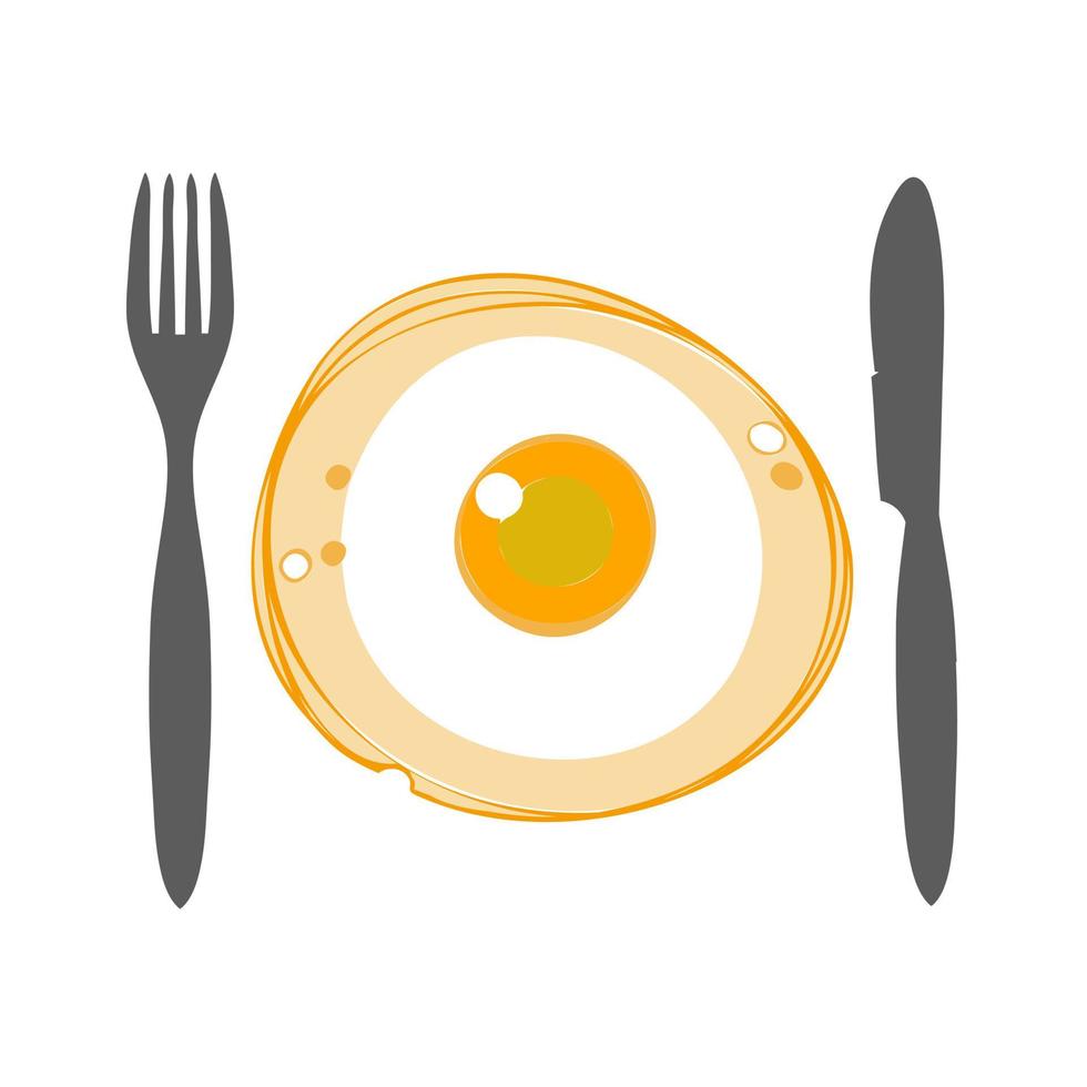 Scrambled eggs with a knife and fork vector