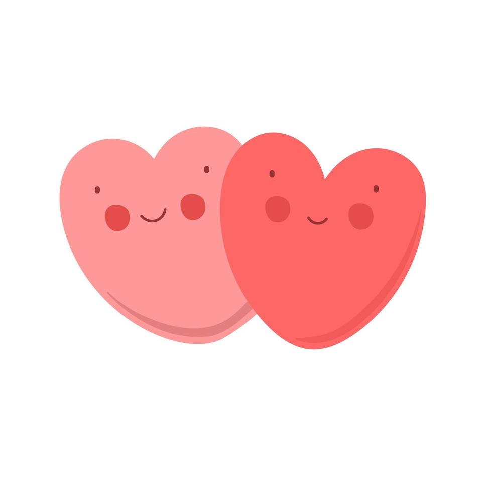 two cute little hearts Vector illustration. Great for children cards, prints and greeting card.