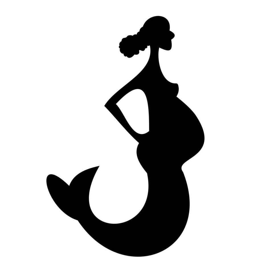 Pregnant mermaid vector silhouette