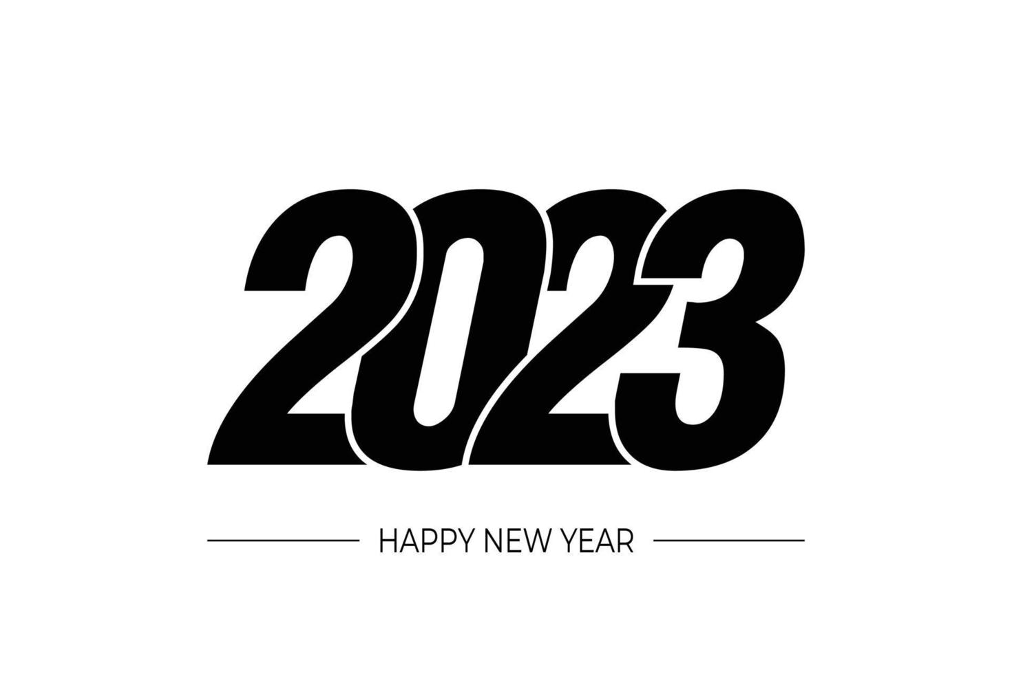 Happy New Year 2023 text design. for Brochure design template, card, banner. Vector illustration. Isolated on white background.