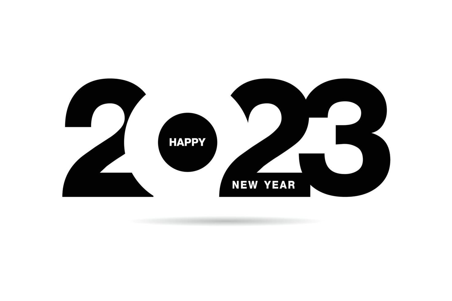 feliz año nuevo 2023 diseño de texto. para plantilla de diseño de folleto, tarjeta, banner. ilustración vectorial aislado sobre fondo blanco. vector