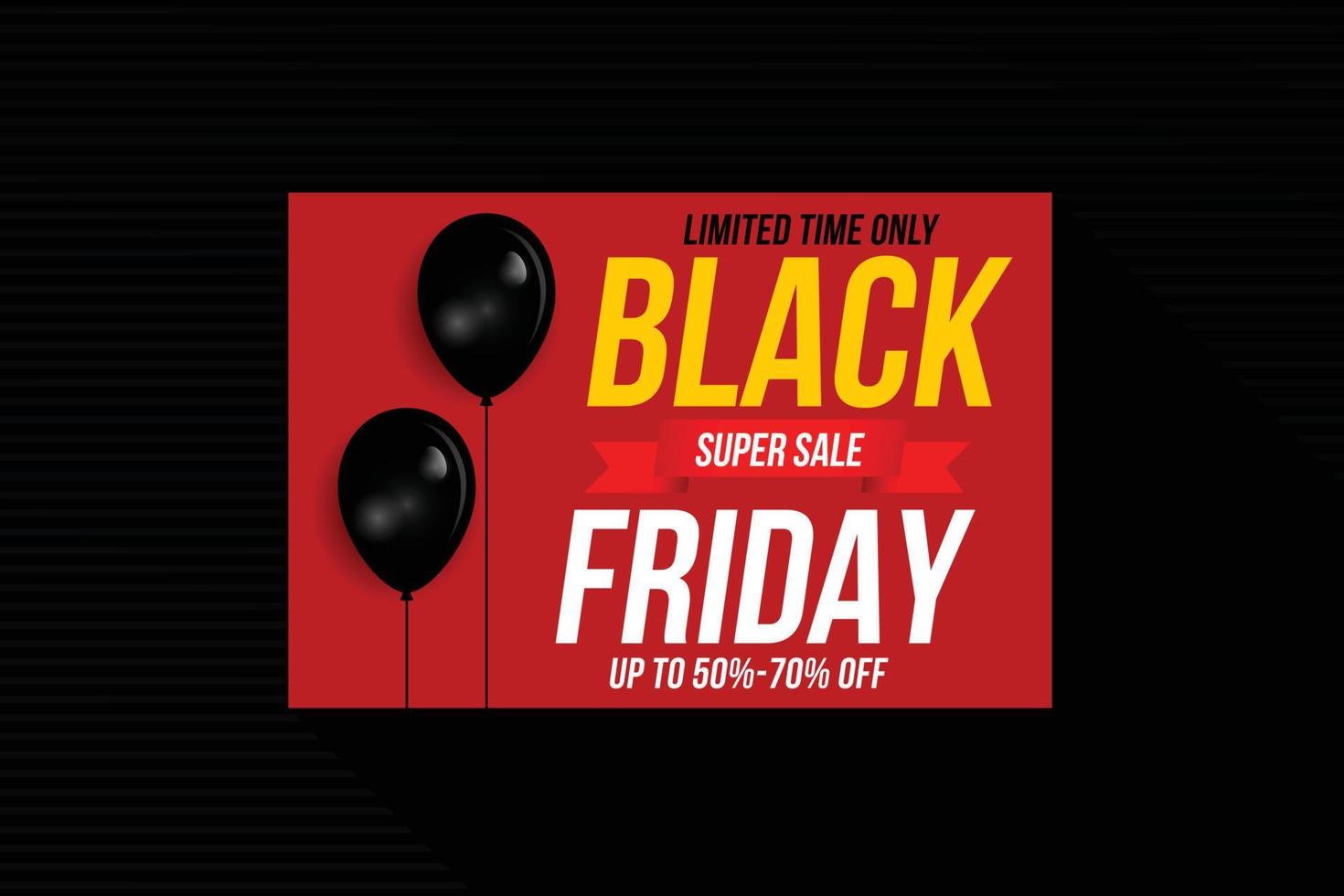 Black Friday, Special Big Sale, black air balloon, on red background. creative template on flat design vector