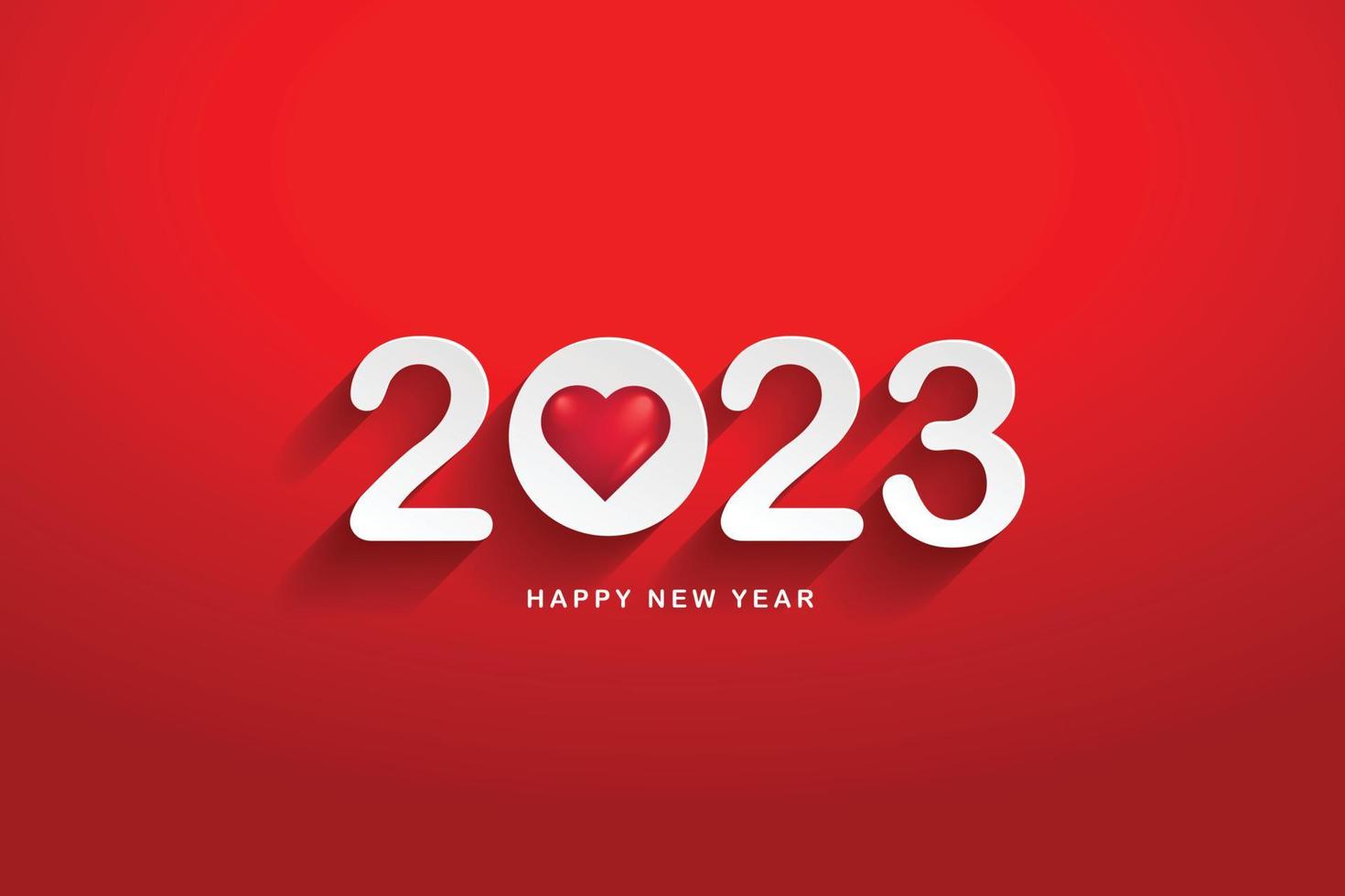 feliz año nuevo 2023 números blancos estilo de corte de papel en una ilustración de vector de fondo rojo