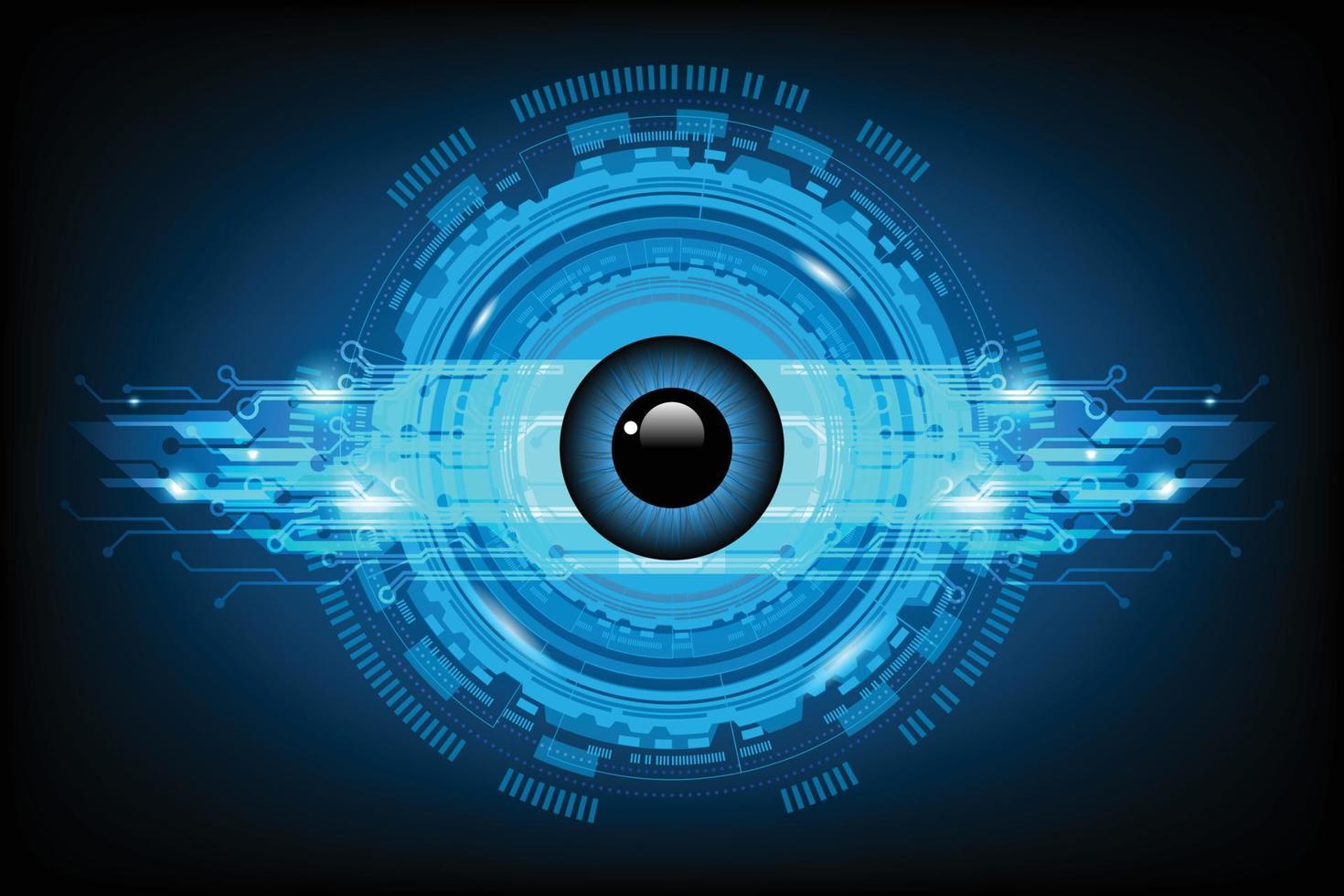 Blue eye cyber circuit future technology circle concept background. vector illustration