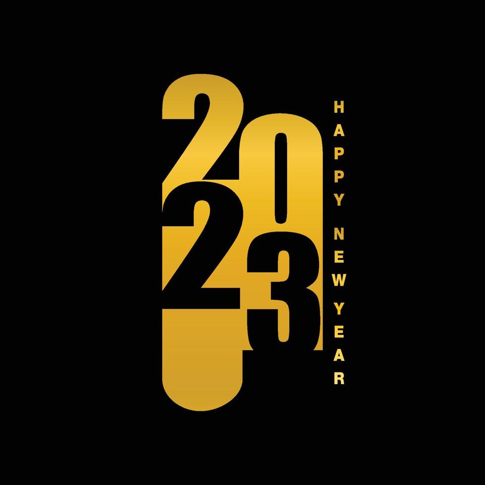 2023 Happy New Year elegant design - vector illustration of golden 2023 logo numbers on Black background - perfect typography for 2023 save the date luxury designs and new year celebration.