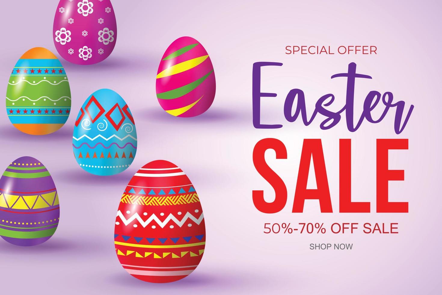 Easter sale banner background template with beautiful colorful eggs.Vector illustration. vector