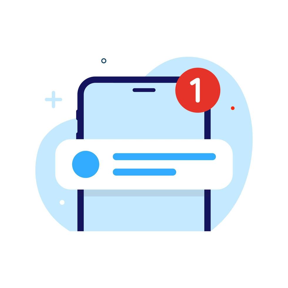 unread, one new notification with smartphone screen concept illustration flat design vector eps10. modern graphic element for landing page, empty state ui, infographic, icon