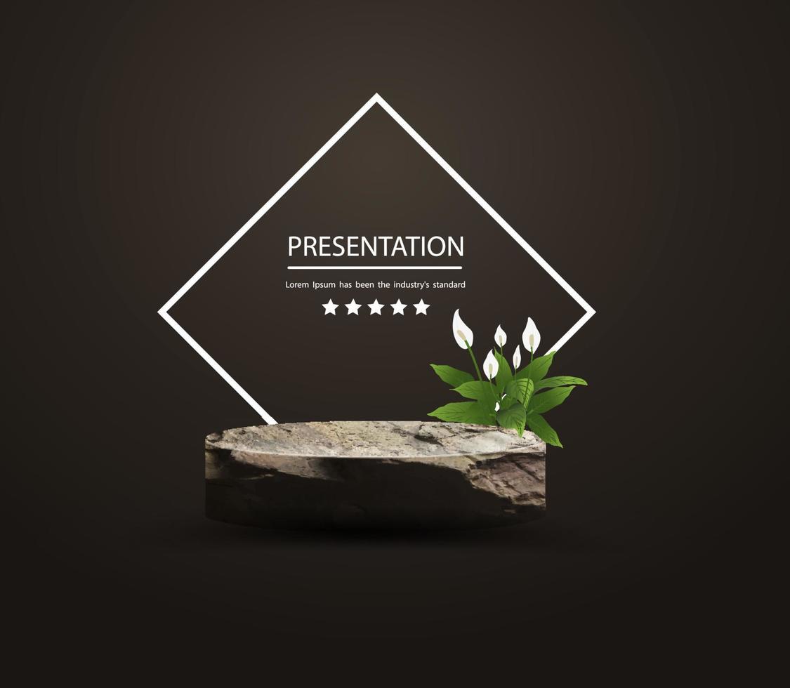 Vector stone podium for product presentation display design, Podium cosmetic and fashion ideas concept