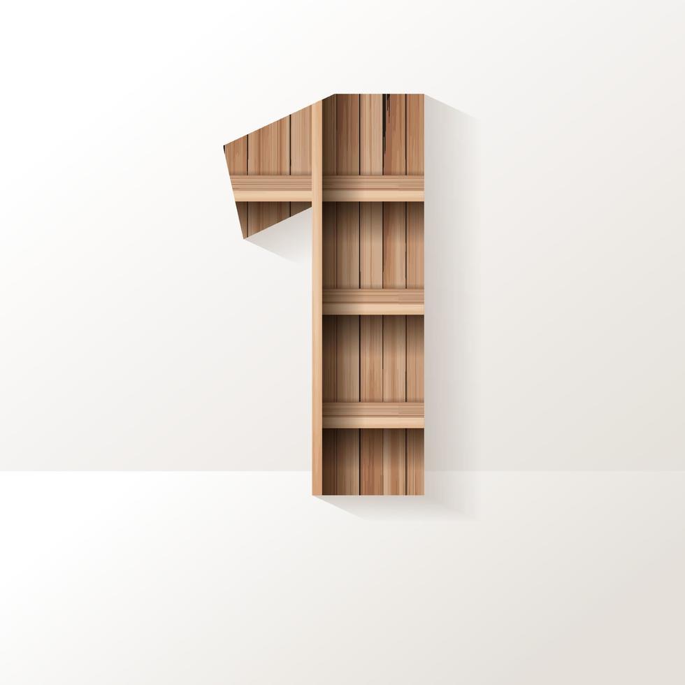 Vector wood shelf font design alphabet letter