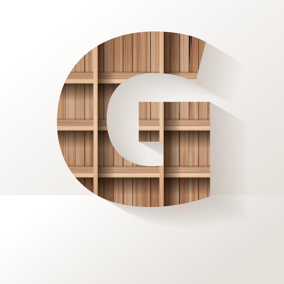 Vector wood shelf font design alphabet letter