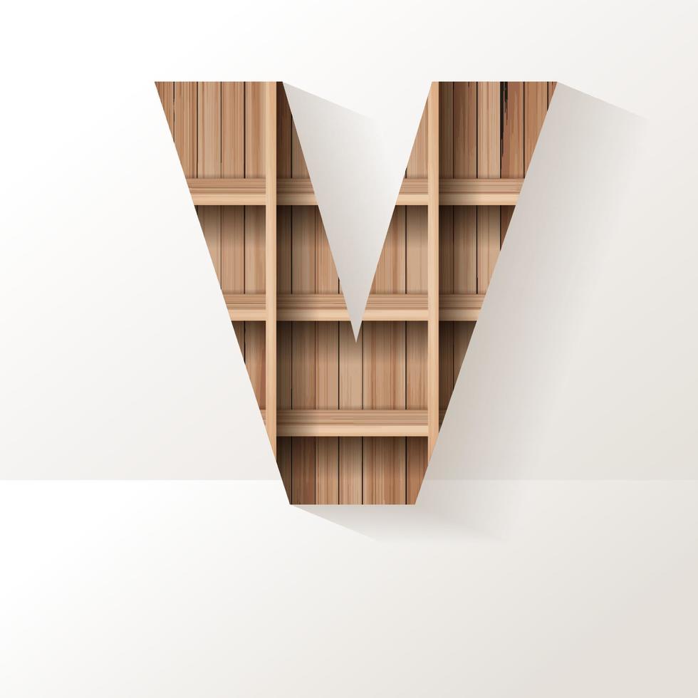 Vector wood shelf font design alphabet letter