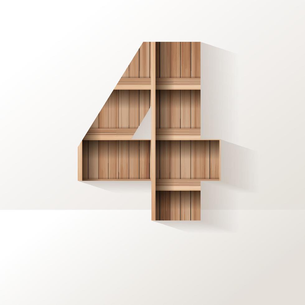 Vector wood shelf font design alphabet letter