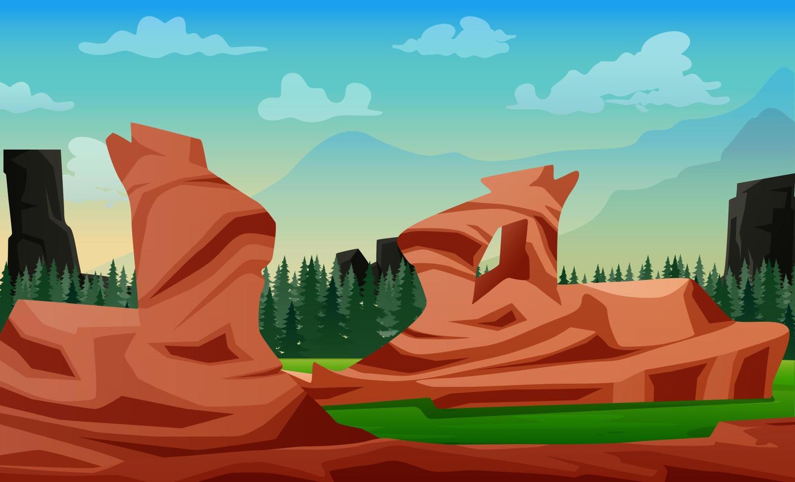 Nature landscape background with rock stone illustration vector