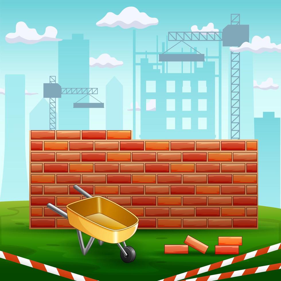 Construction site background with equipment vector