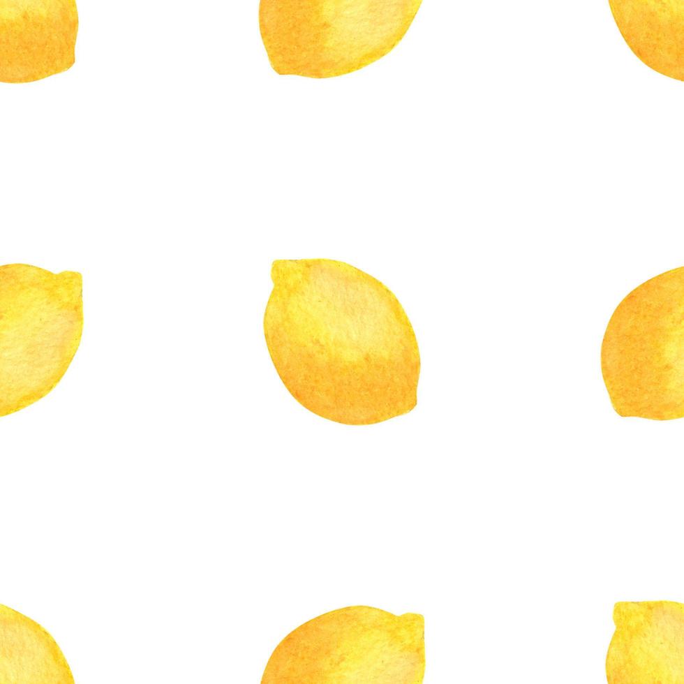 Watercolor lemons white background. Seamless pattern. vector