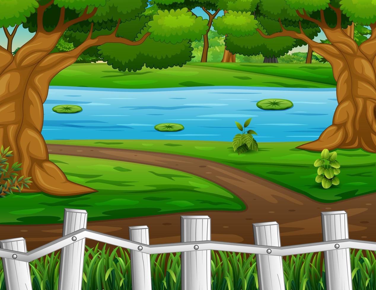 Background scene with road to the river vector