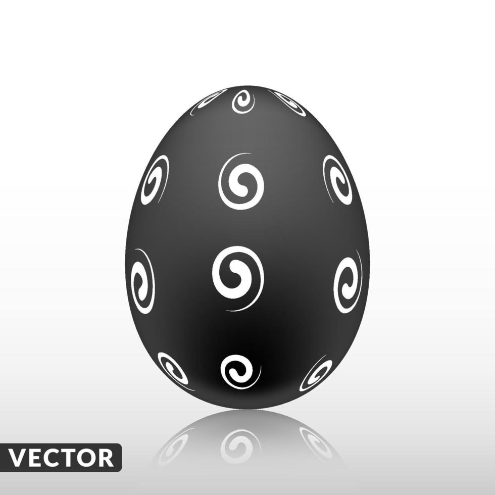 Black easter egg with Exotic pattern, vector, Illustration. vector