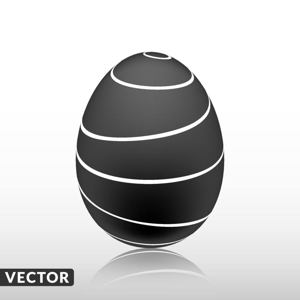 huevo de pascua negro con patrón exótico, vector, ilustración. vector