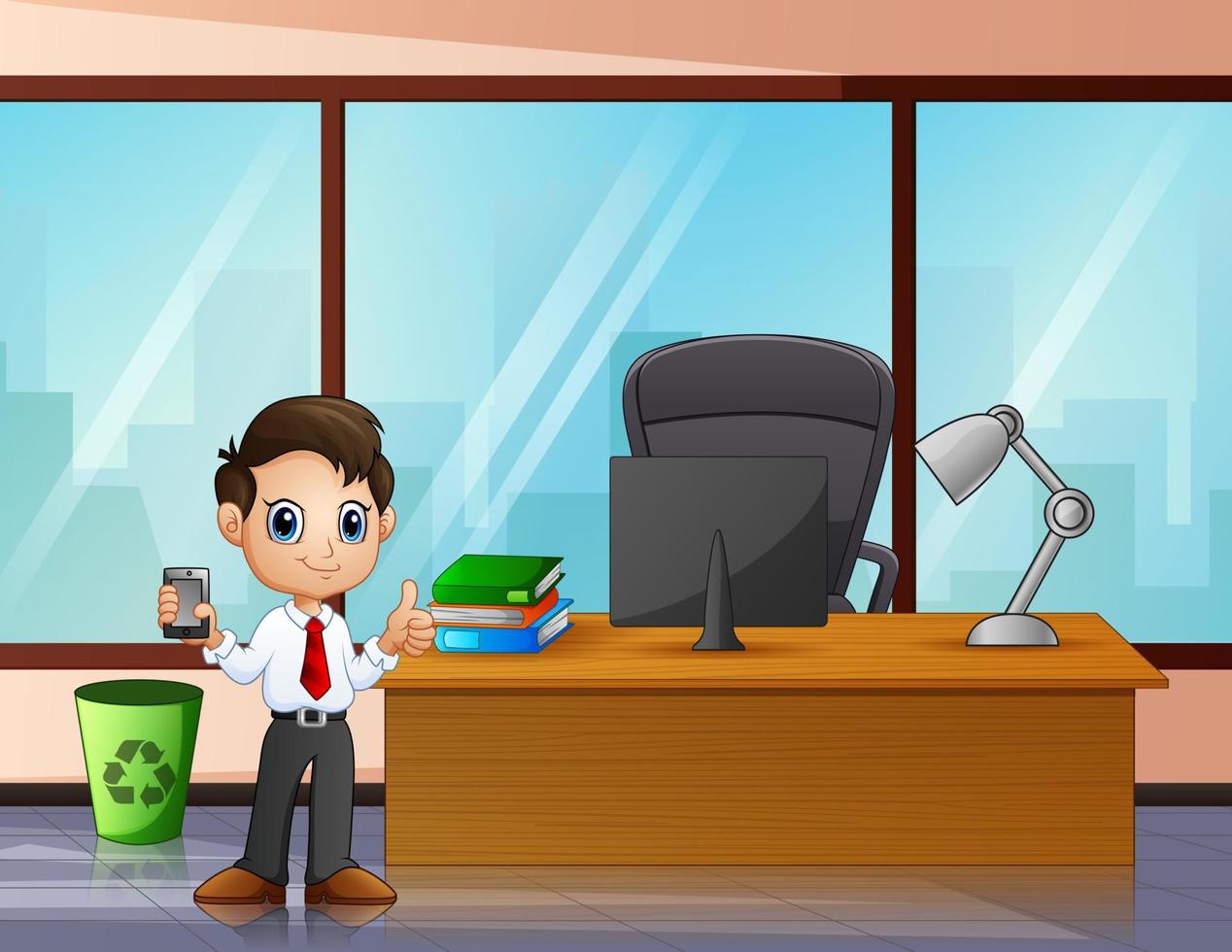 A male employee in his office illustration vector