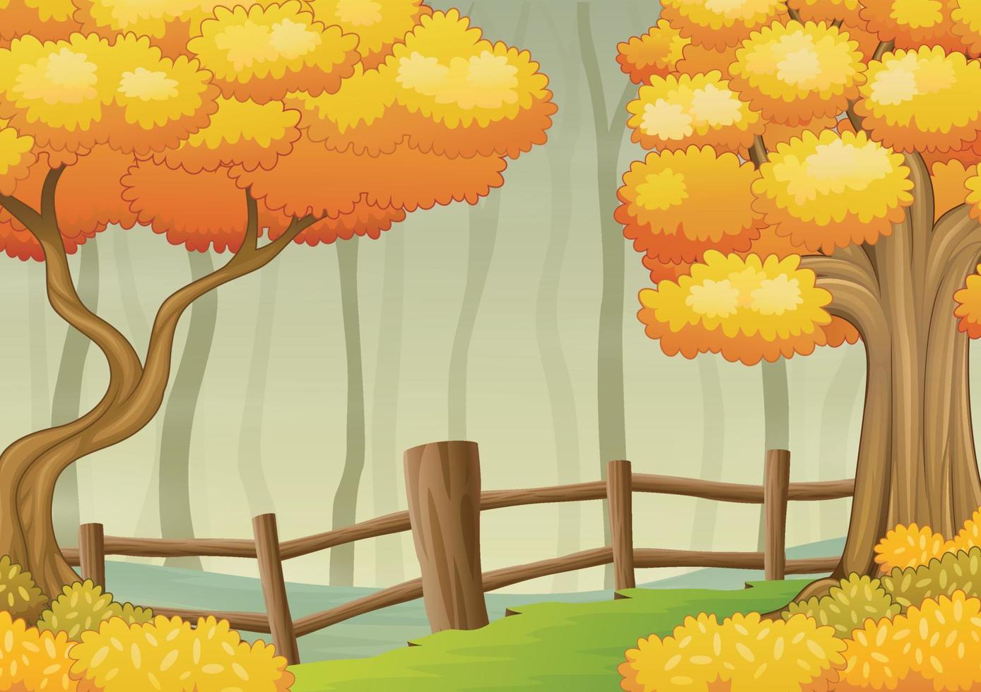 Autumn trees in the forest background illustration vector