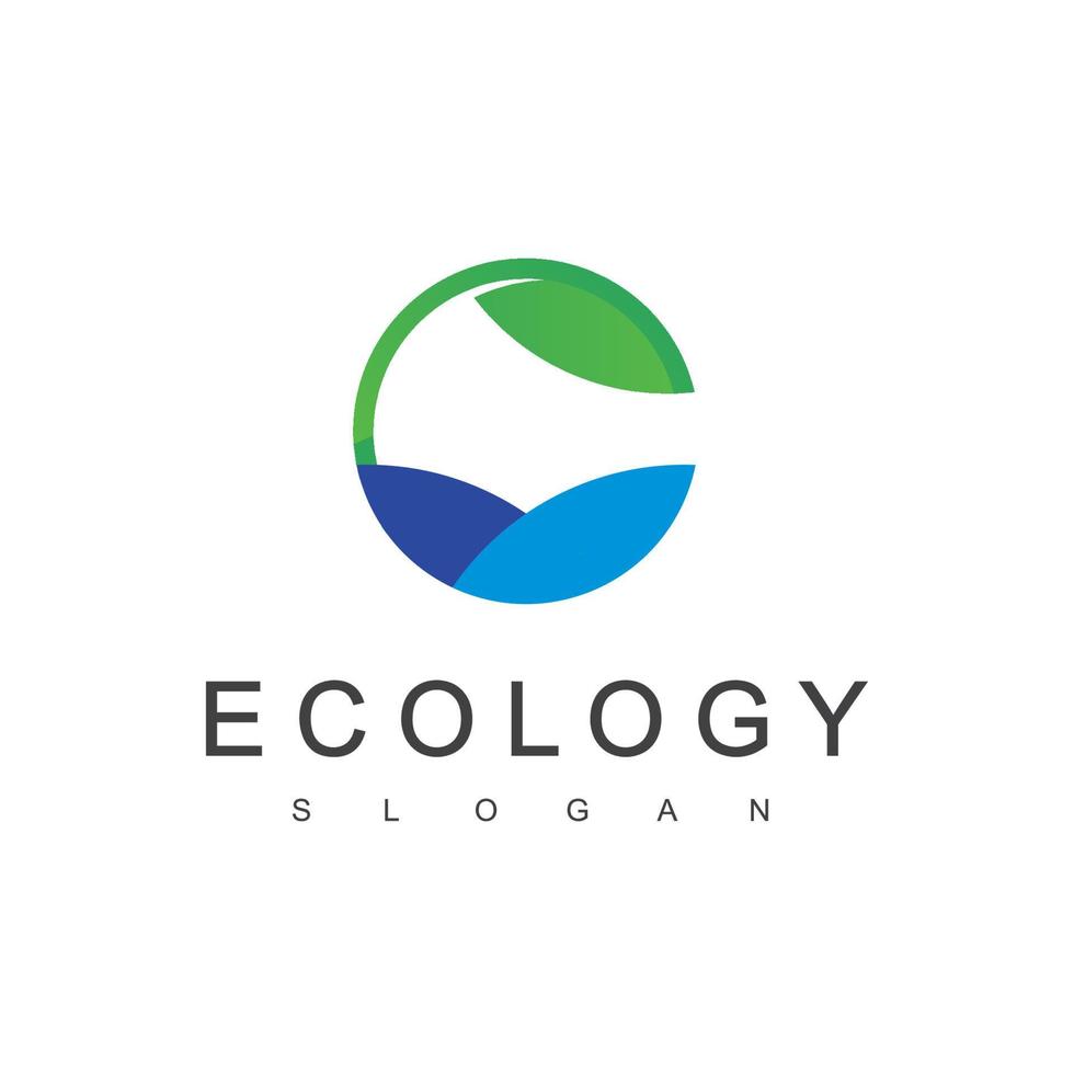 plantilla de diseño de logotipo de ecología de hoja de agua vector