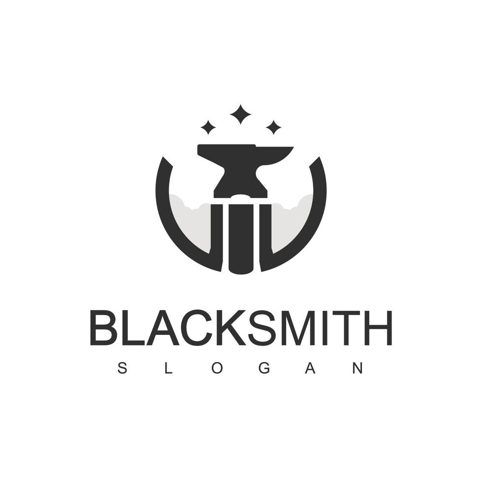 Blacksmith Logo Design Template With Anvil Icon Illustration vector