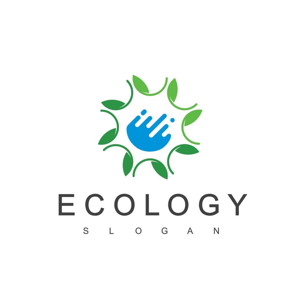 plantilla de diseño de logotipo de ecología de hoja de agua vector