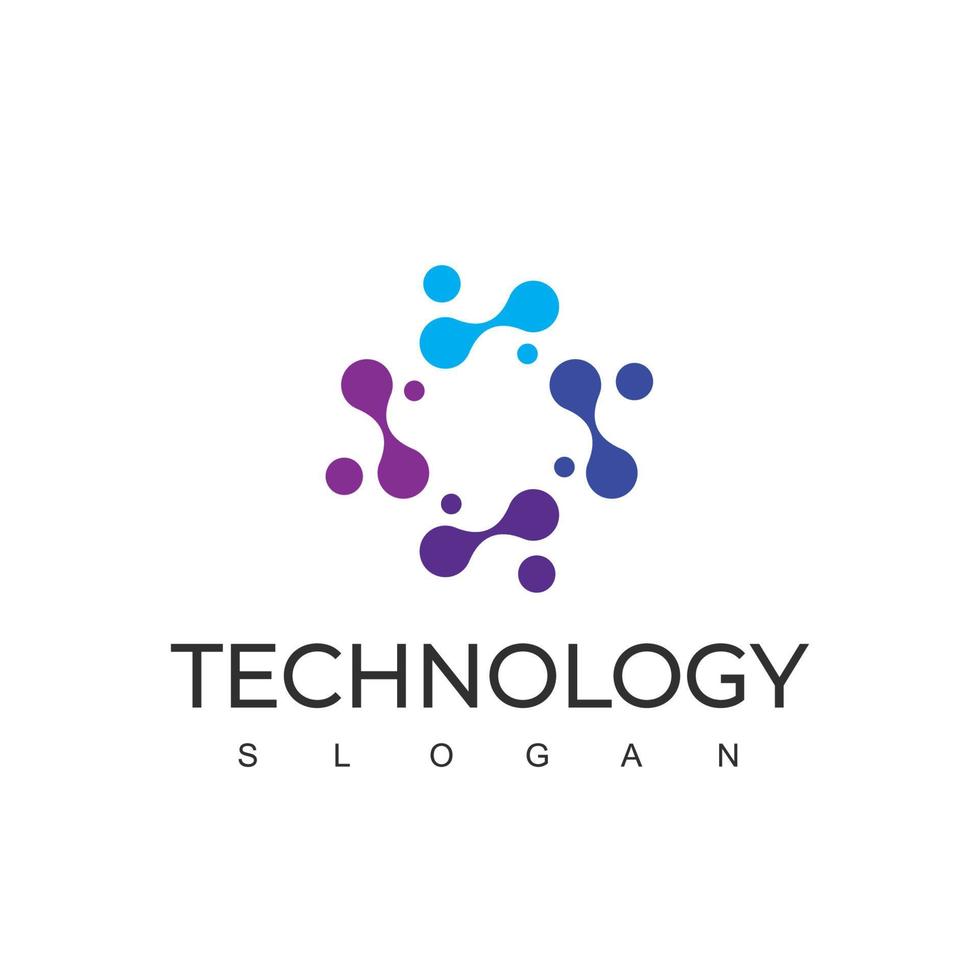 Technology Logo Design Template With Molecule Symbol vector