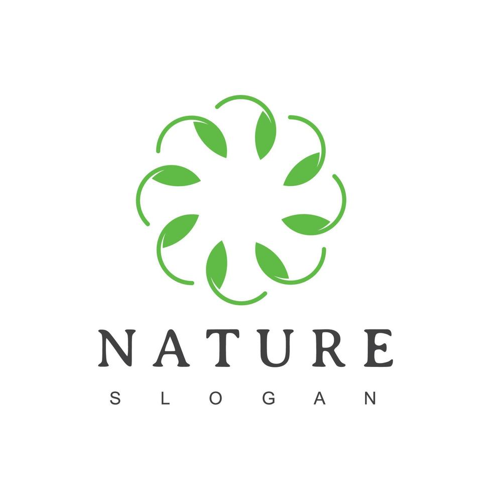 hoja circular, logotipo de adorno natural vector