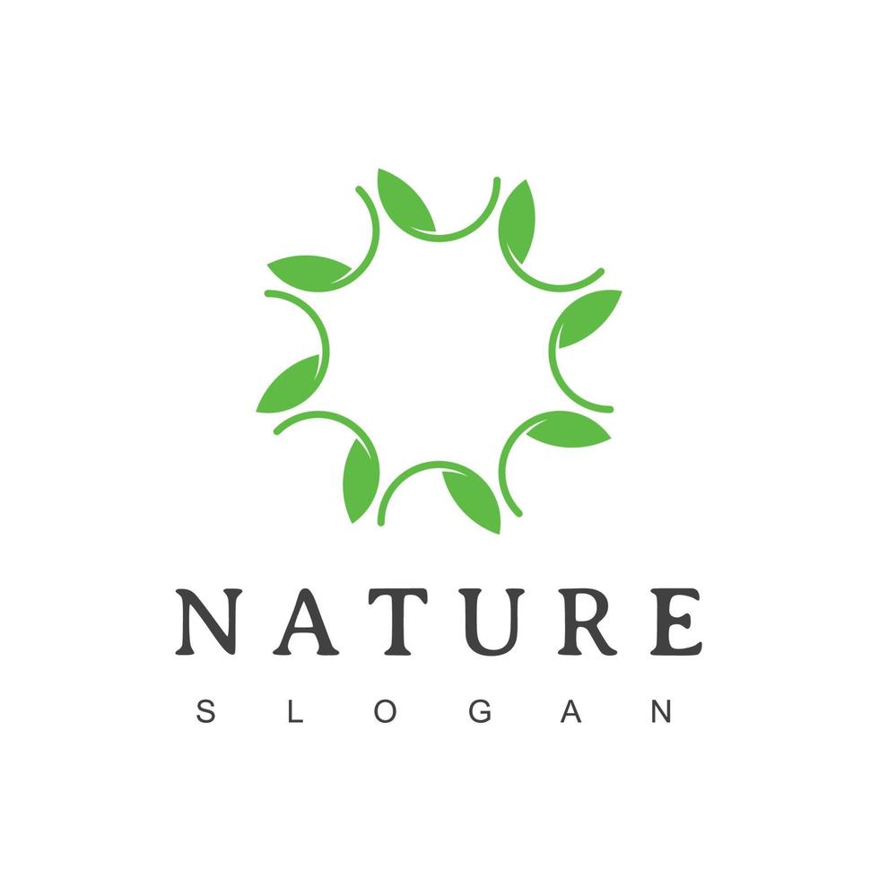 hoja circular, logotipo de adorno natural vector