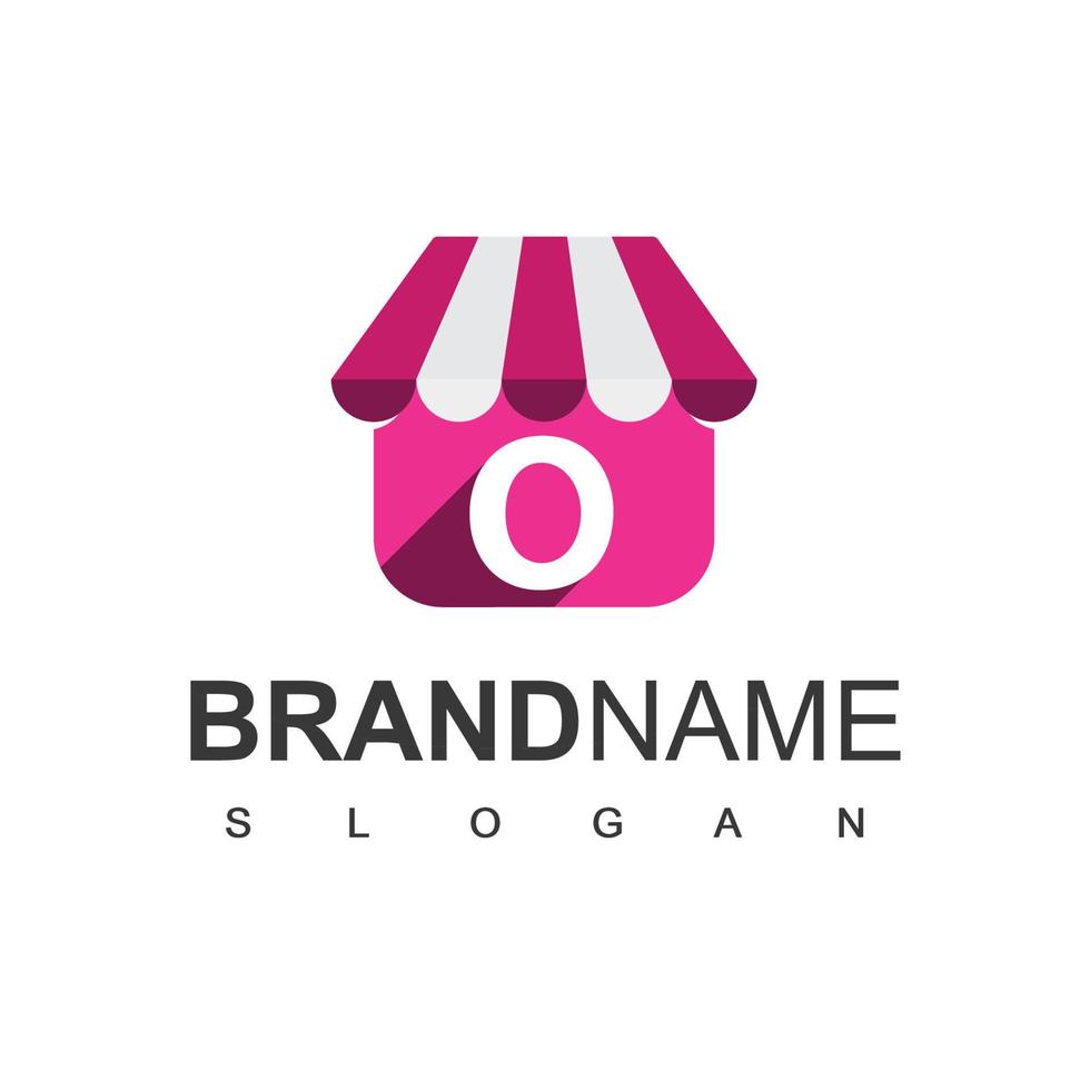 Online Shop Logo Design Template With O Initial vector