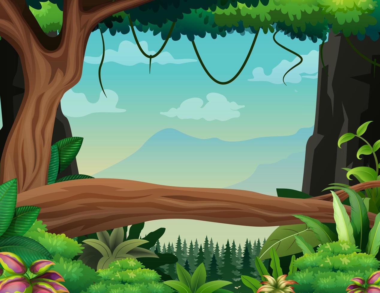 Illustration of a rainforest with no animals vector