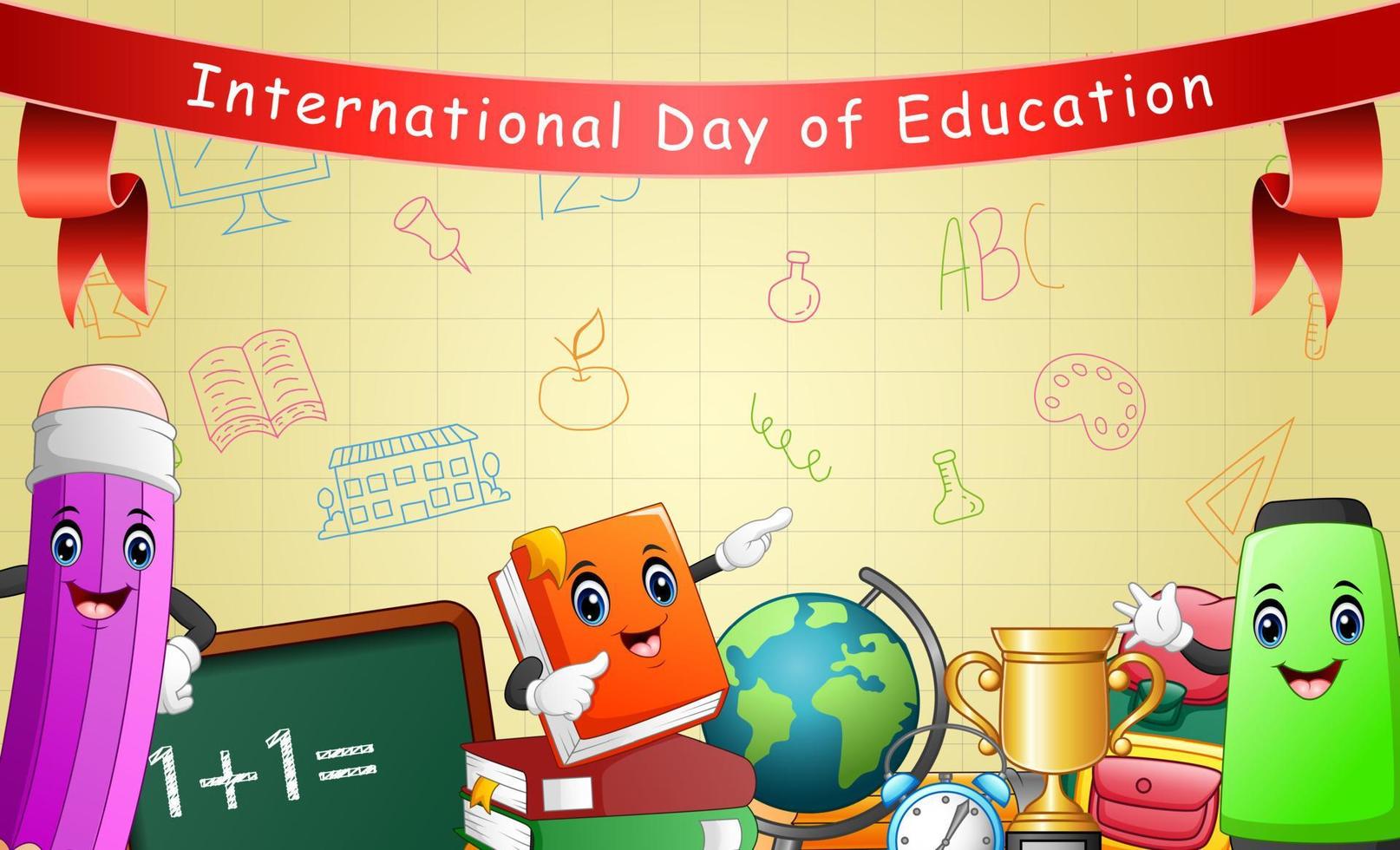International day of Education on 24th of January greeting vector illustration