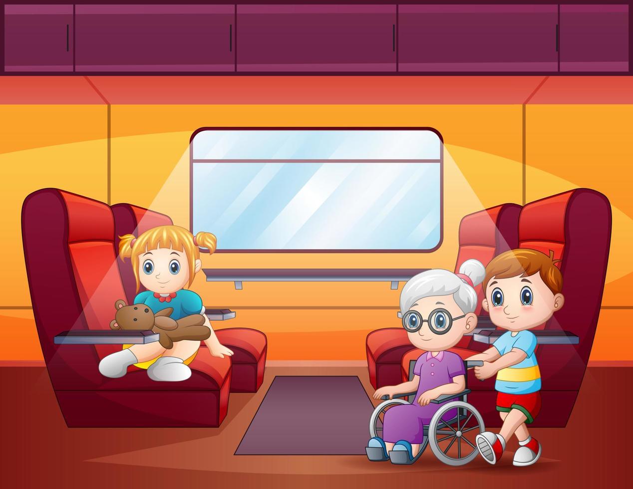 Illustration of people inside a subway train vector