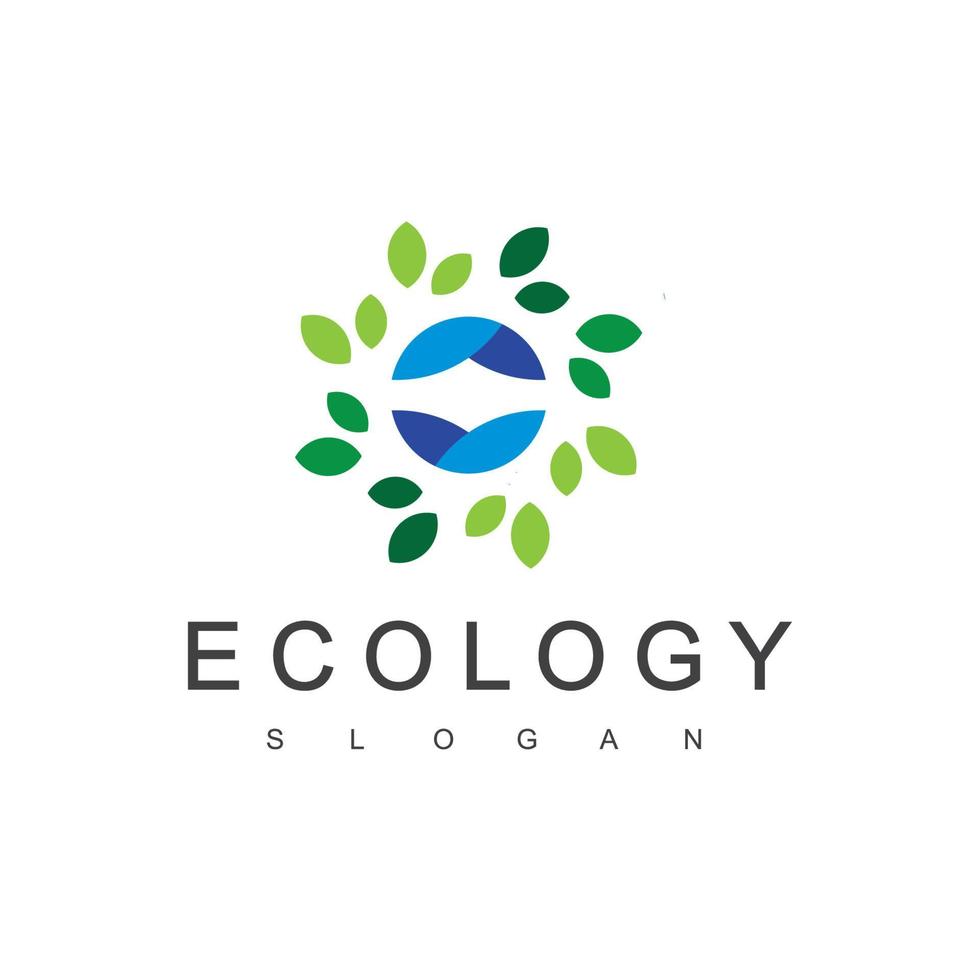 Water Leaf Ecology Logo Design Template vector