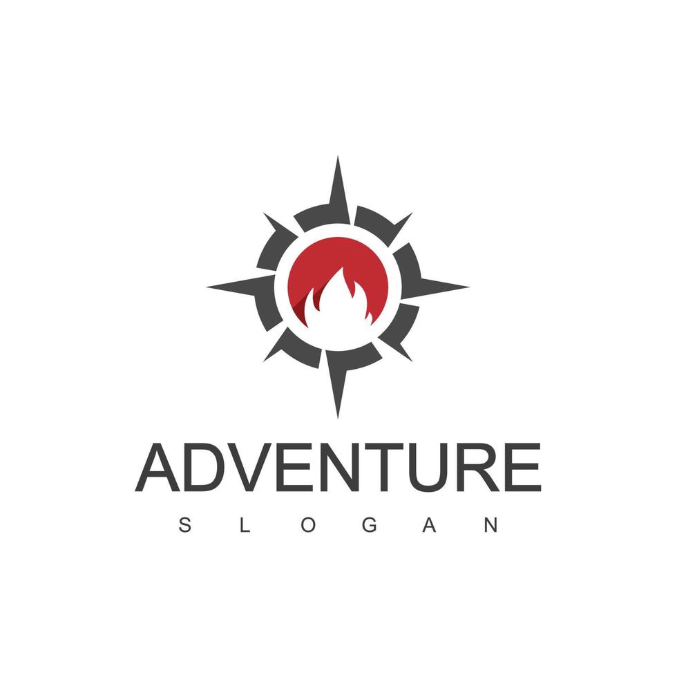 Adventure Logo With Campfire And Compass Symbol vector