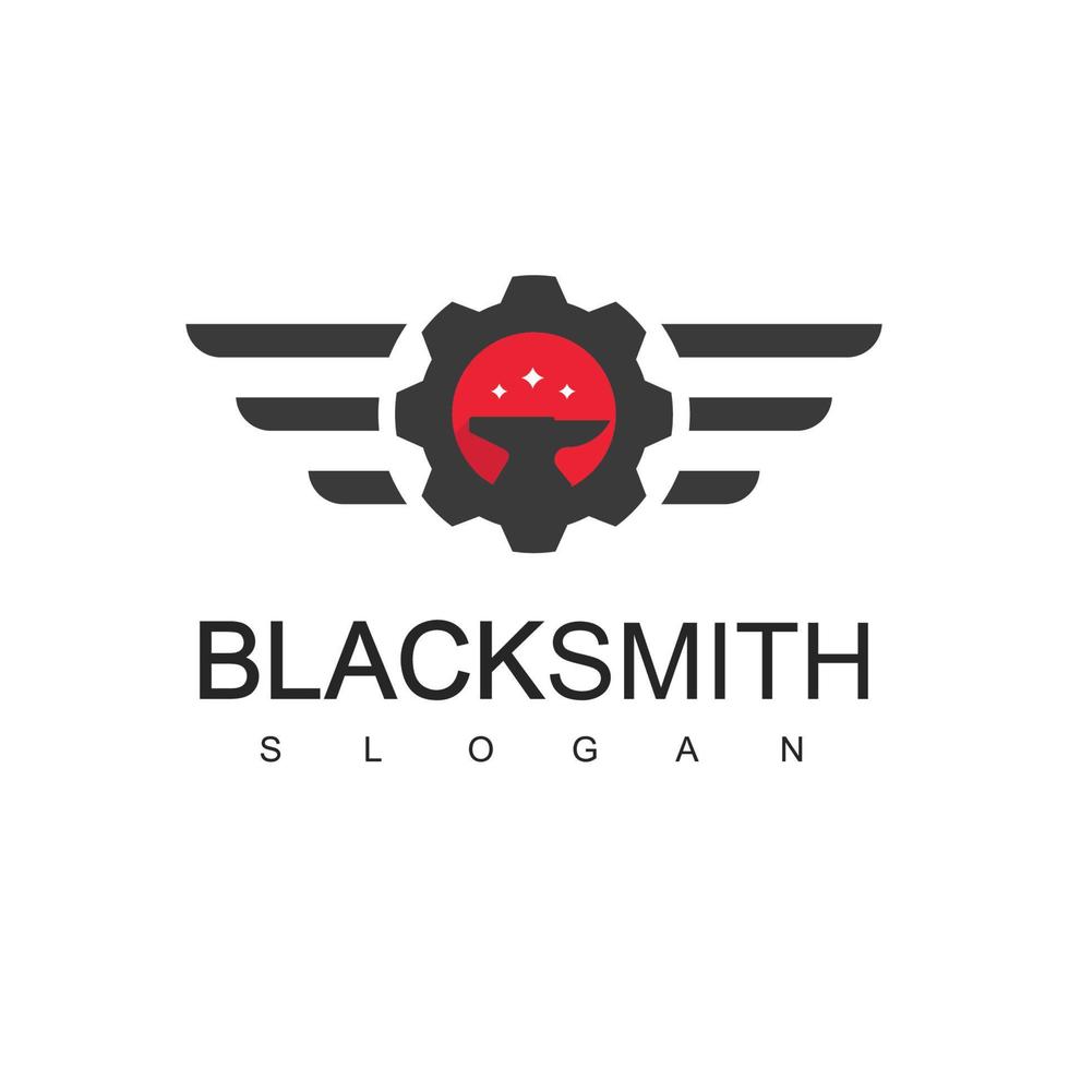 Blacksmith Logo Design Template With Anvil Icon Illustration vector